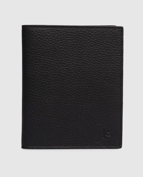 ISAIA Black leather passport cover with embossed logo ALHSS3LG067