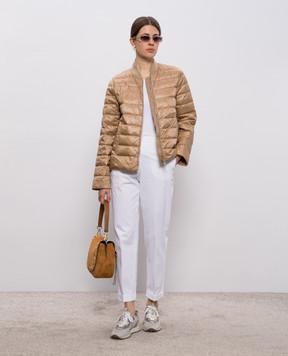 Peserico White ribbed top with monil chain A08623J005669