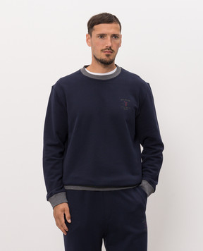 Brunello Cucinelli Blue sweatshirt with embroidery MM8263390G