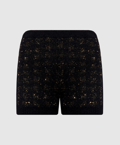 Black alpaca wool shorts