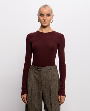 Saint Laurent Burgundy ribbed top made of wool, cashmere and silk A0000PYAPK2