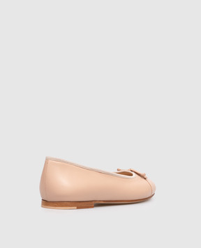 Babe Pay Pls Pink leather ballet flats with a bow 215152KO