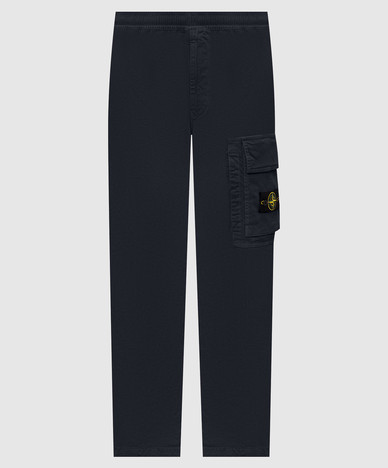 Blue pants with logo patch