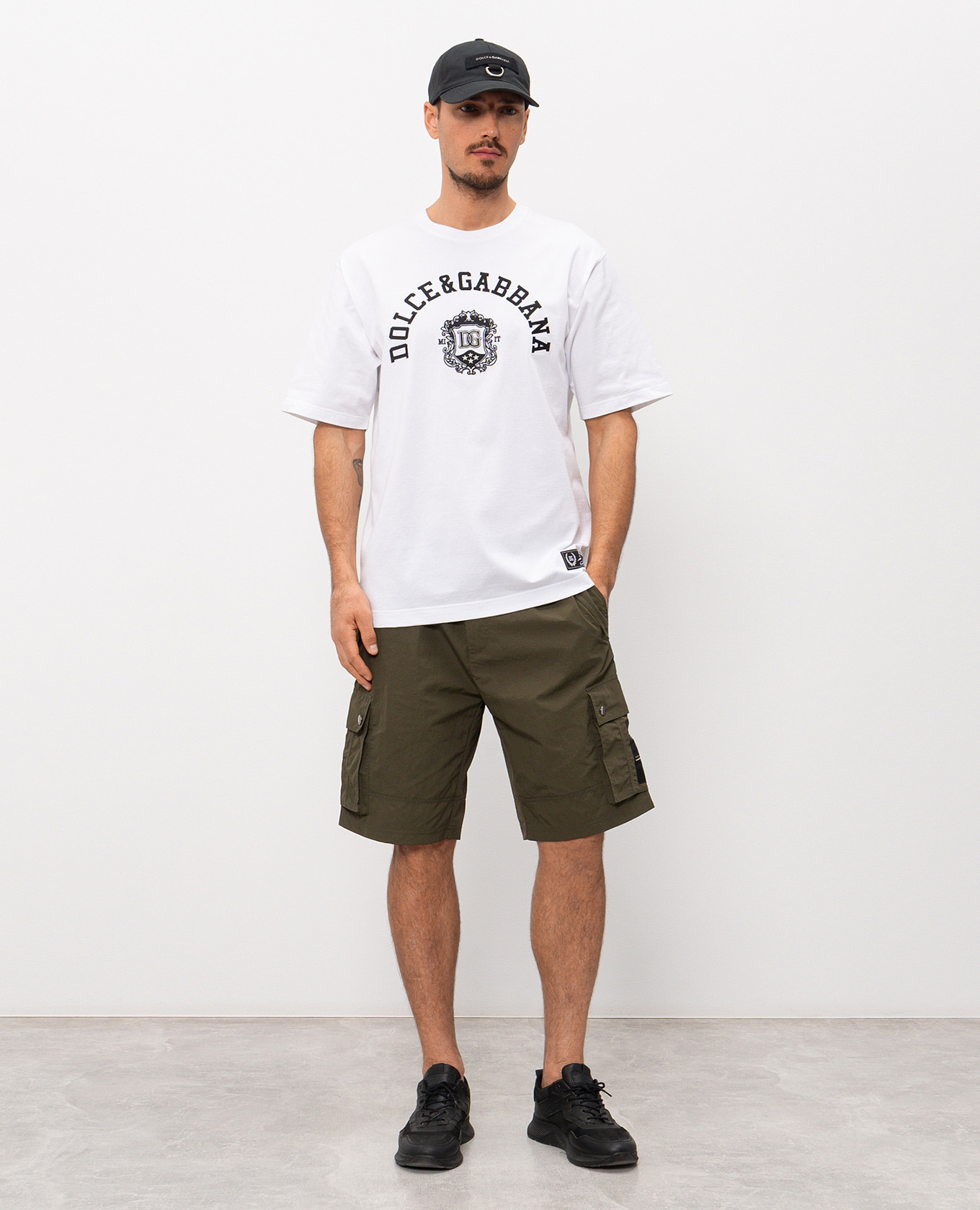 

White T-shirt with contrast logo embroidery Dolce&Gabbana