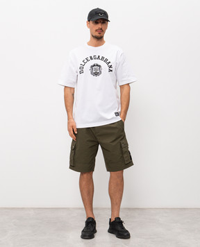Dolce&Gabbana White T-shirt with contrast logo embroidery G8PN9ZG7POP