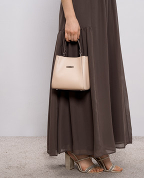 Peserico Beige leather bag with branded patch A38375C0CC758