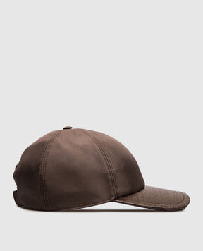 Stefano Ricci Brown silk and crocodile leather cap MCV63CS22ESETEC1
