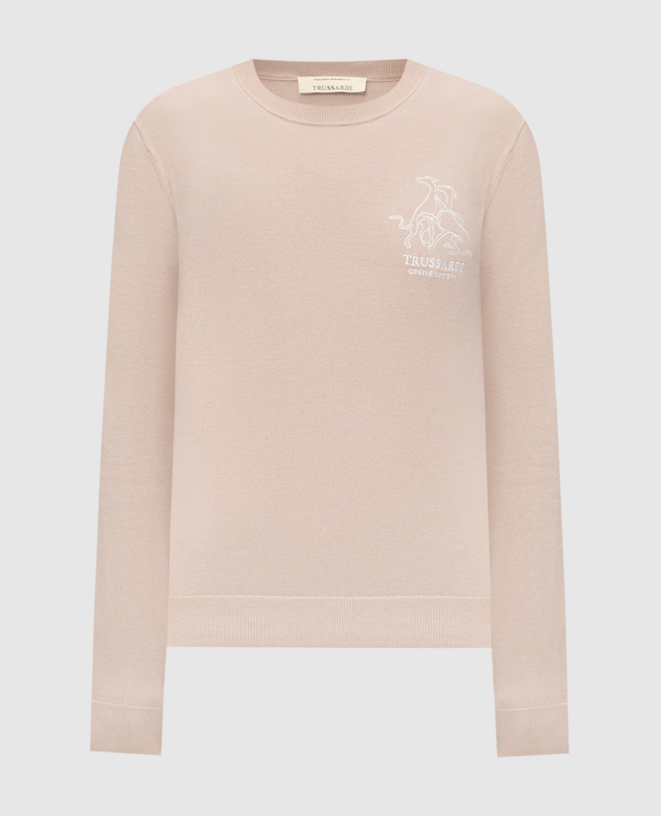 

Beige sweater with embroidery Trussardi