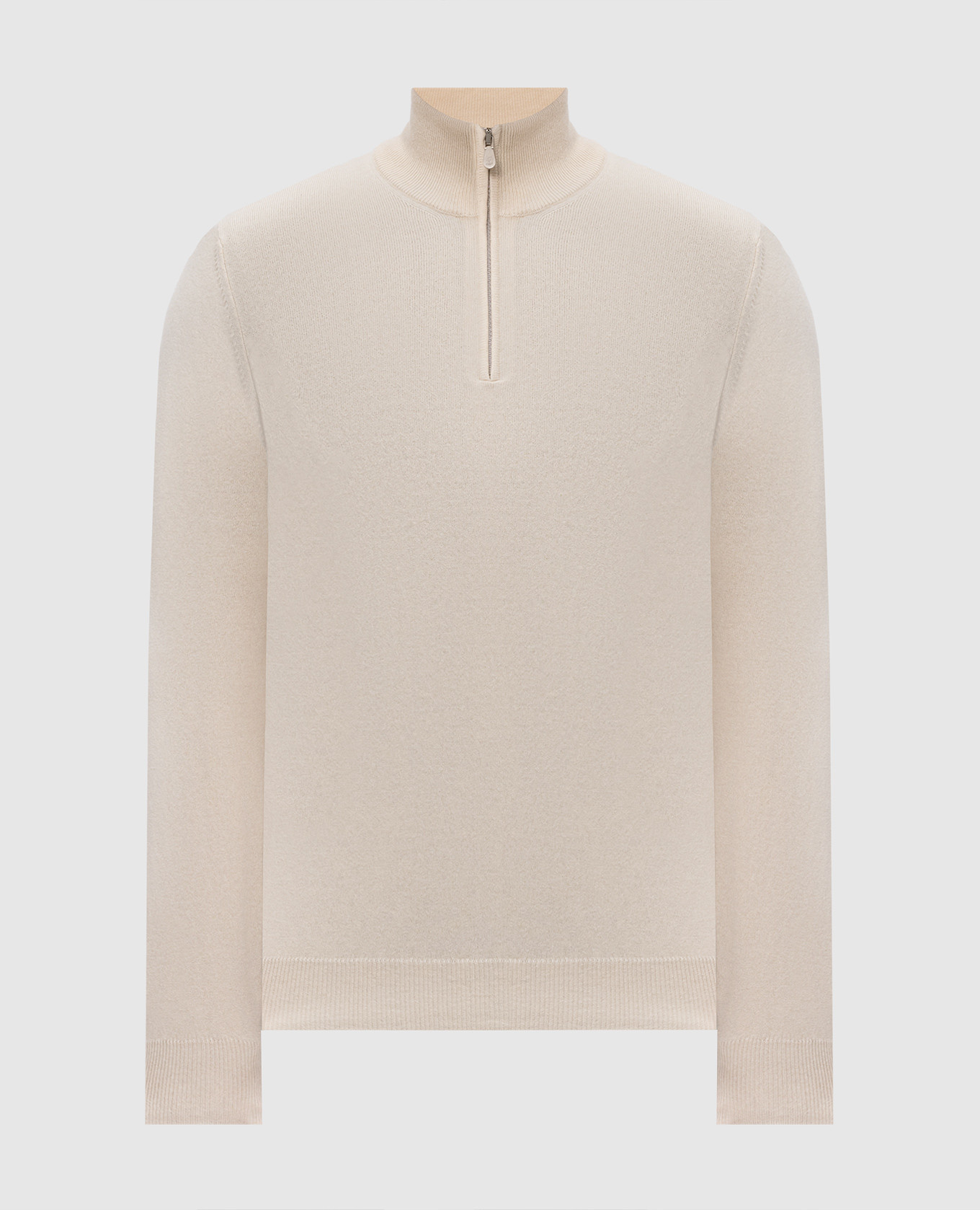Ivory cashmere zip-up jumper