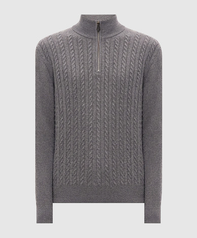 Gray wool and cashmere sweater