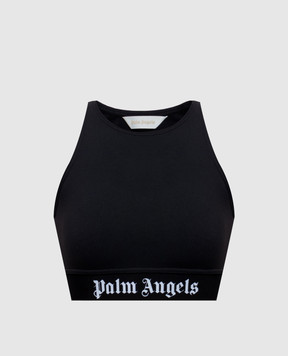 Palm Angels Black top with logo pattern PAWVO001FB001