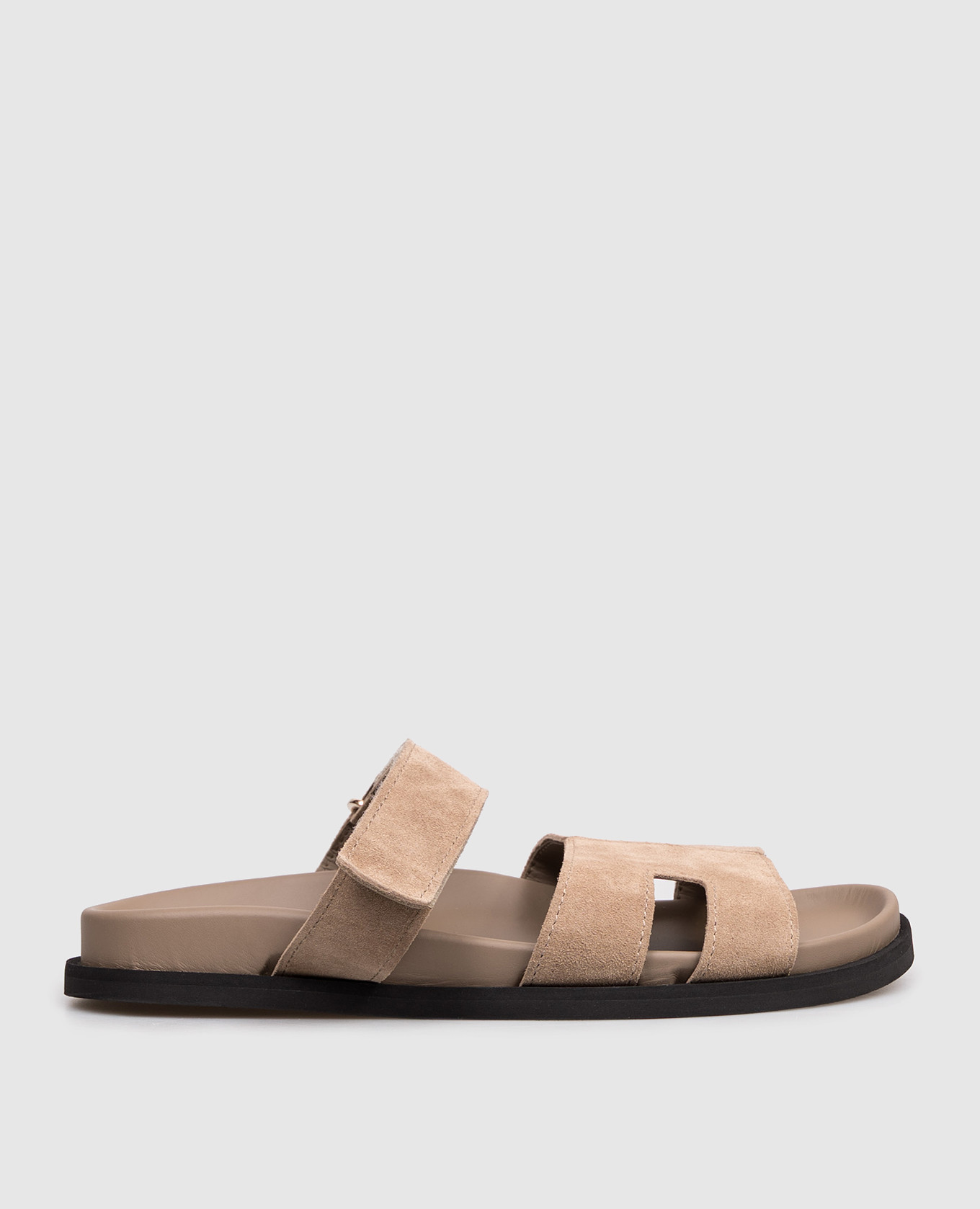 Beige suede flip-flops
