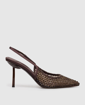 Le Silla Brown GILDA slingbacks with crystals 2299U080P1PPSAS