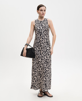 Asceno Black Valencia printed silk dress D020F04C504