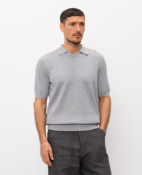 Brunello Cucinelli Grey ribbed polo shirt M29400015