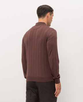 Stefano Ricci Brown wool and silk polo shirt K808106P32F26372