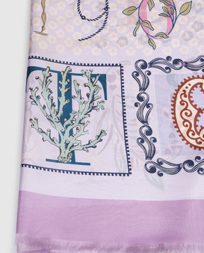 MANTERO 1902 The Greenhouse Memories Purple Silk Scarf 0902F0630157426