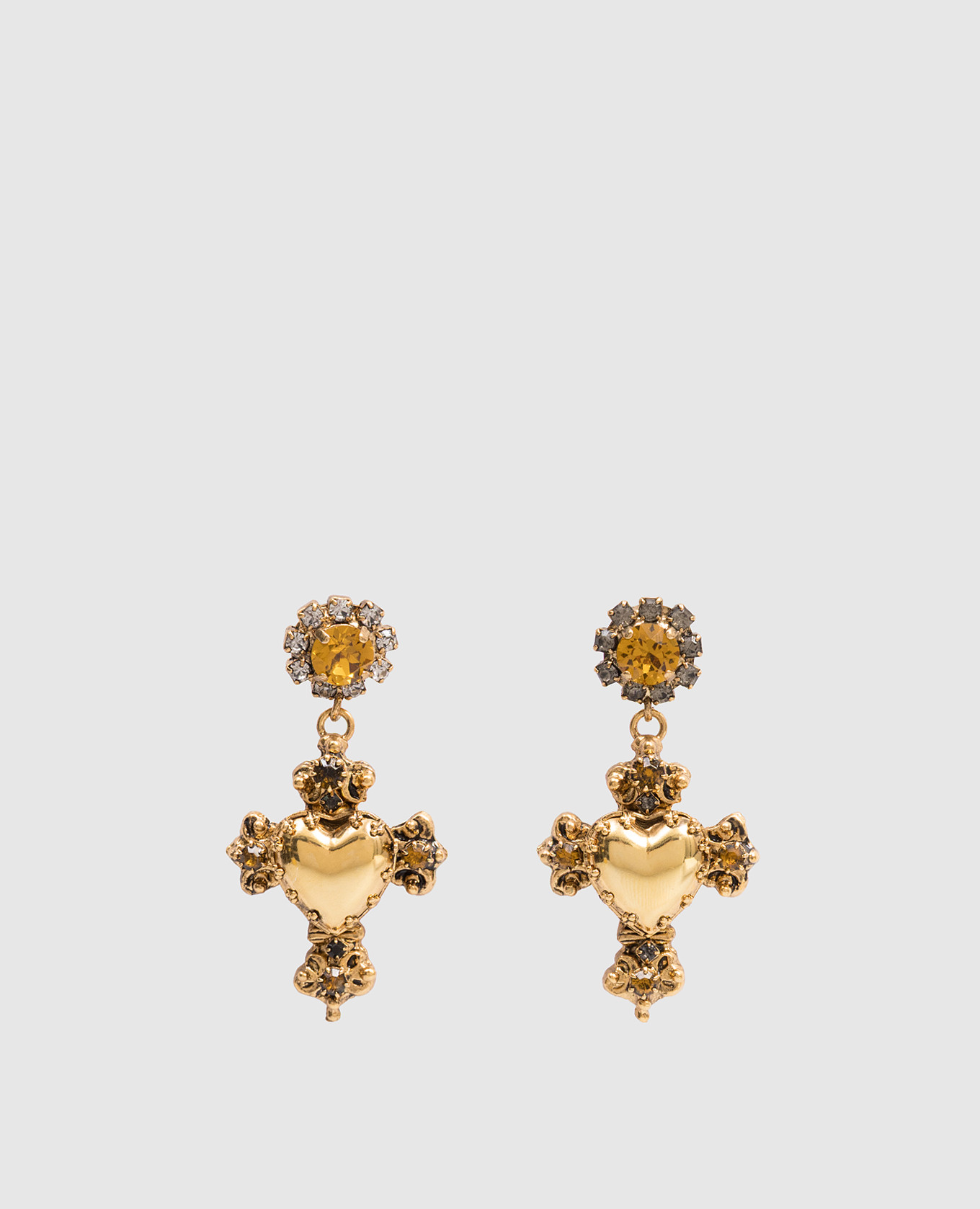 

Gold heart earrings with crystals CelesteG, Golden