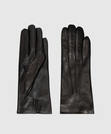 Black leather gloves
