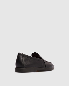 Santoni Black leather loafers with logo MGAG18829SMOSEPR