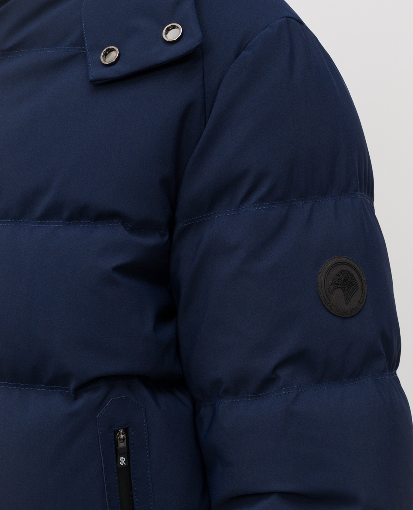

Blue down jacket with logo patch Stefano Ricci