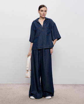Dondup Blue denim-effect top DC458DF0266DMC4