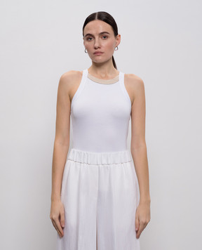 Peserico White ribbed silk top A08624J05669A