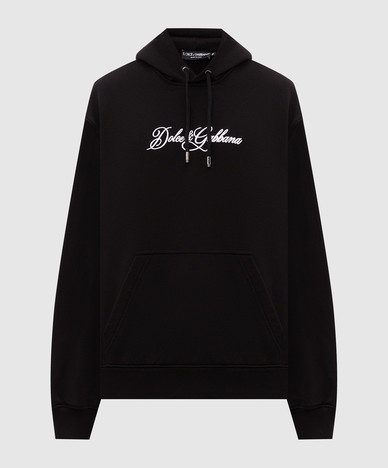 Black hoodie with logo embroidery