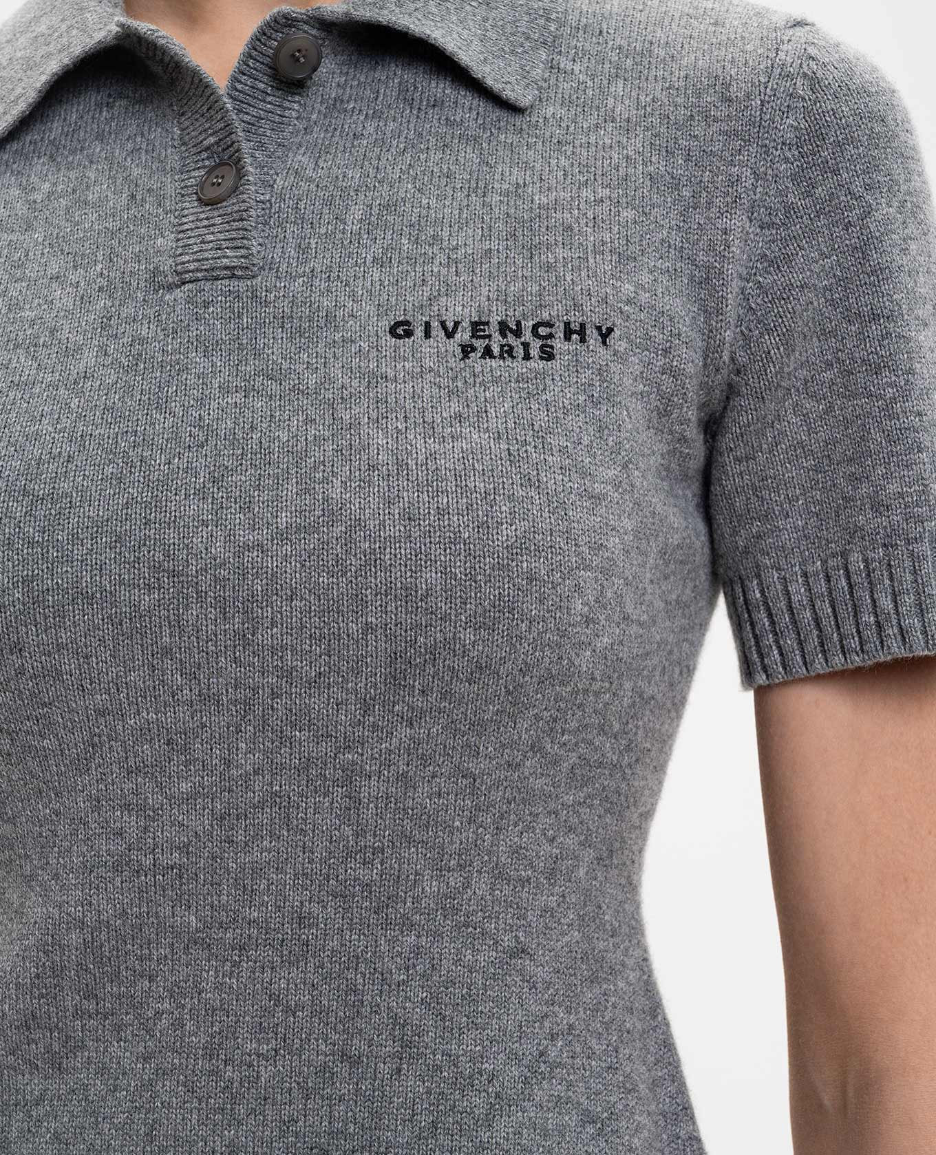 

Grey wool and cashmere polo dress with logo Givenchy