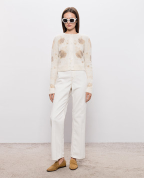 Twinset Ivory cardigan with floral pattern 262TT3340
