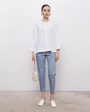 Peserico Blue pants with geometric print P0476308175