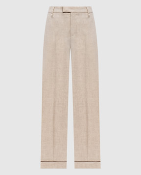Brunello Cucinelli Beige wool and cashmere trousers with lapels MB162P8492