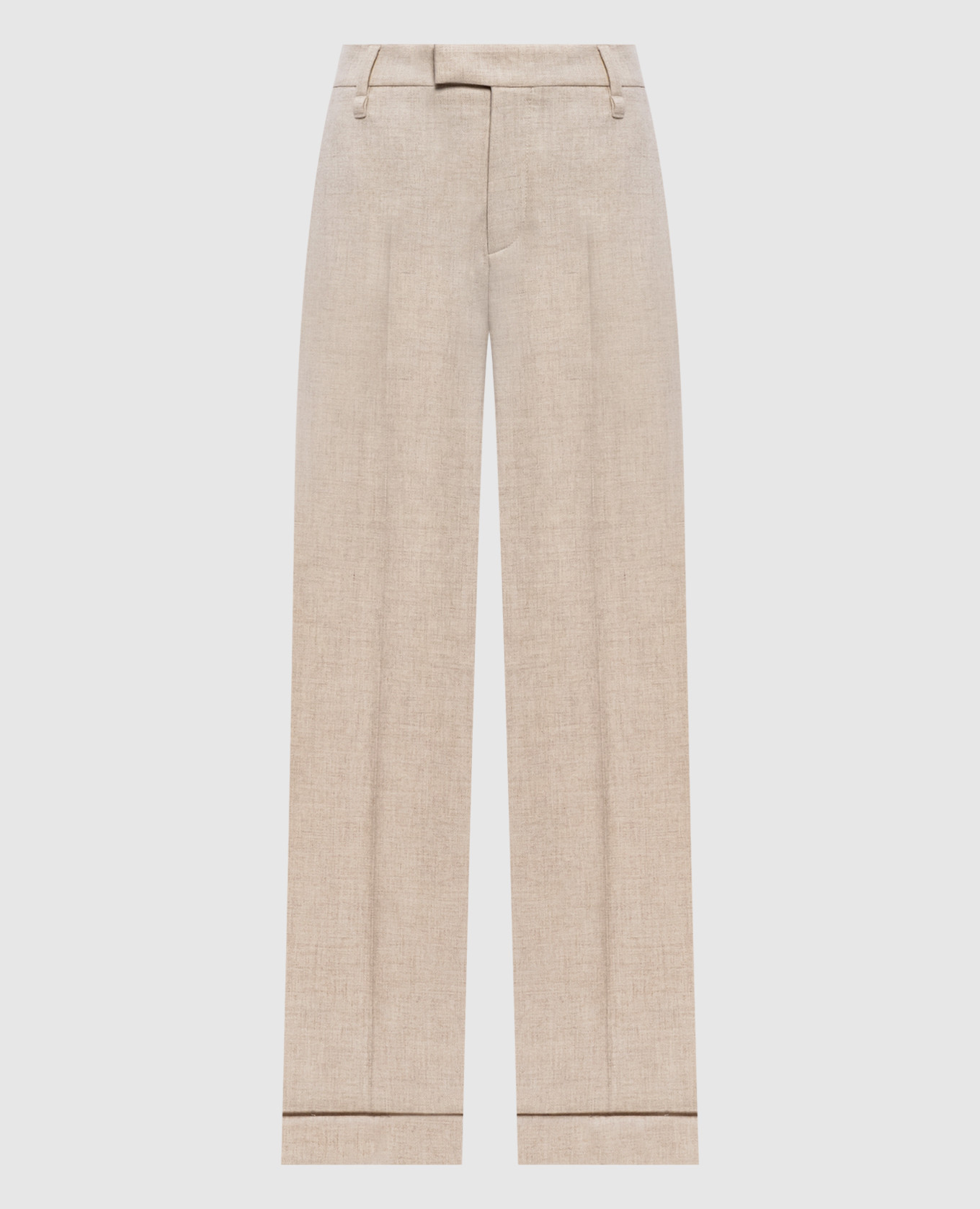 Beige wool and cashmere trousers with lapels