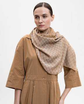 Max Mara Brown scarf PANIERE with wool and silk MXAPANIERE