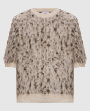 Brunello Cucinelli Beige top with printed wool M2I242510P