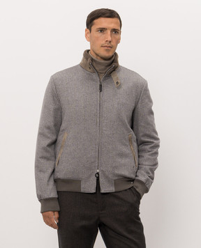 Stefano Ricci Gray cashmere jacket with fur trim M7J6300030C171HA