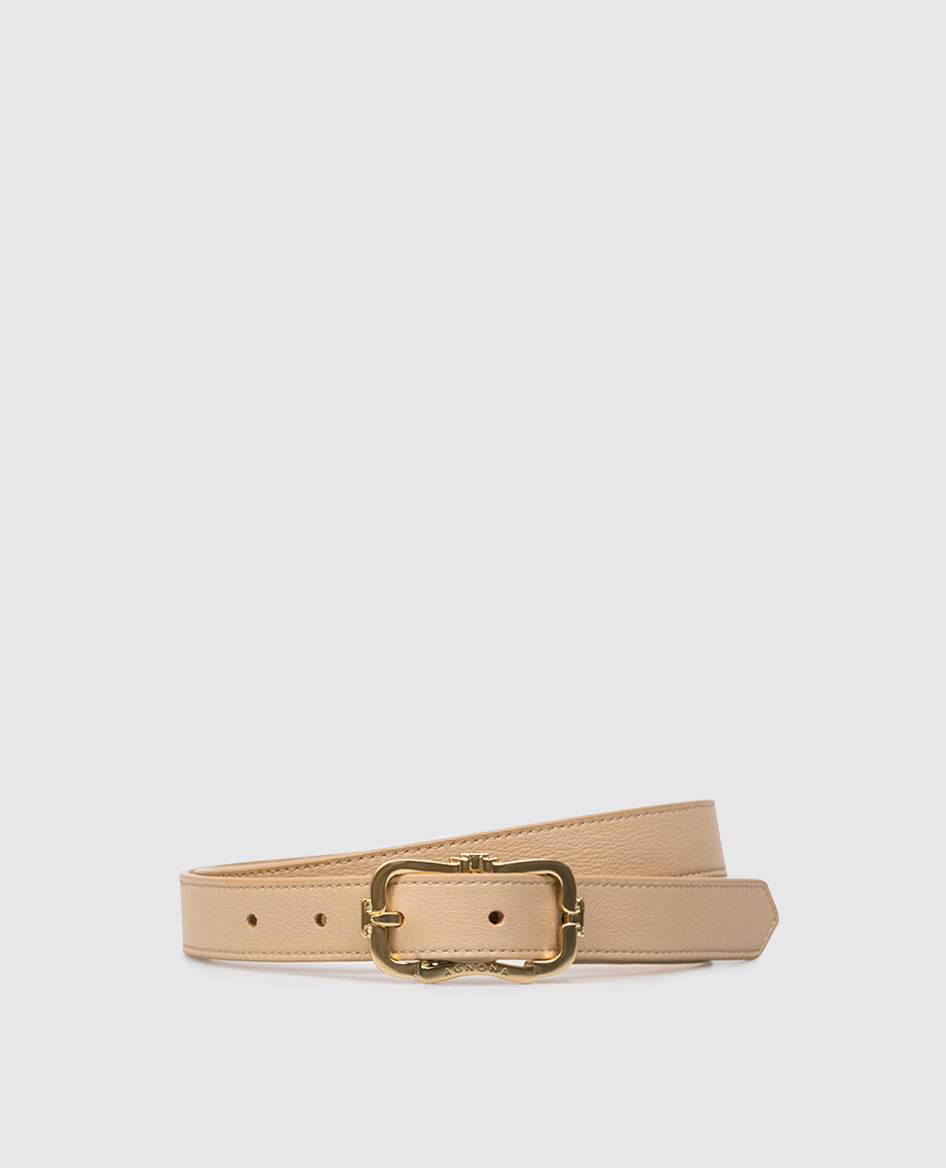 Beige leather belt