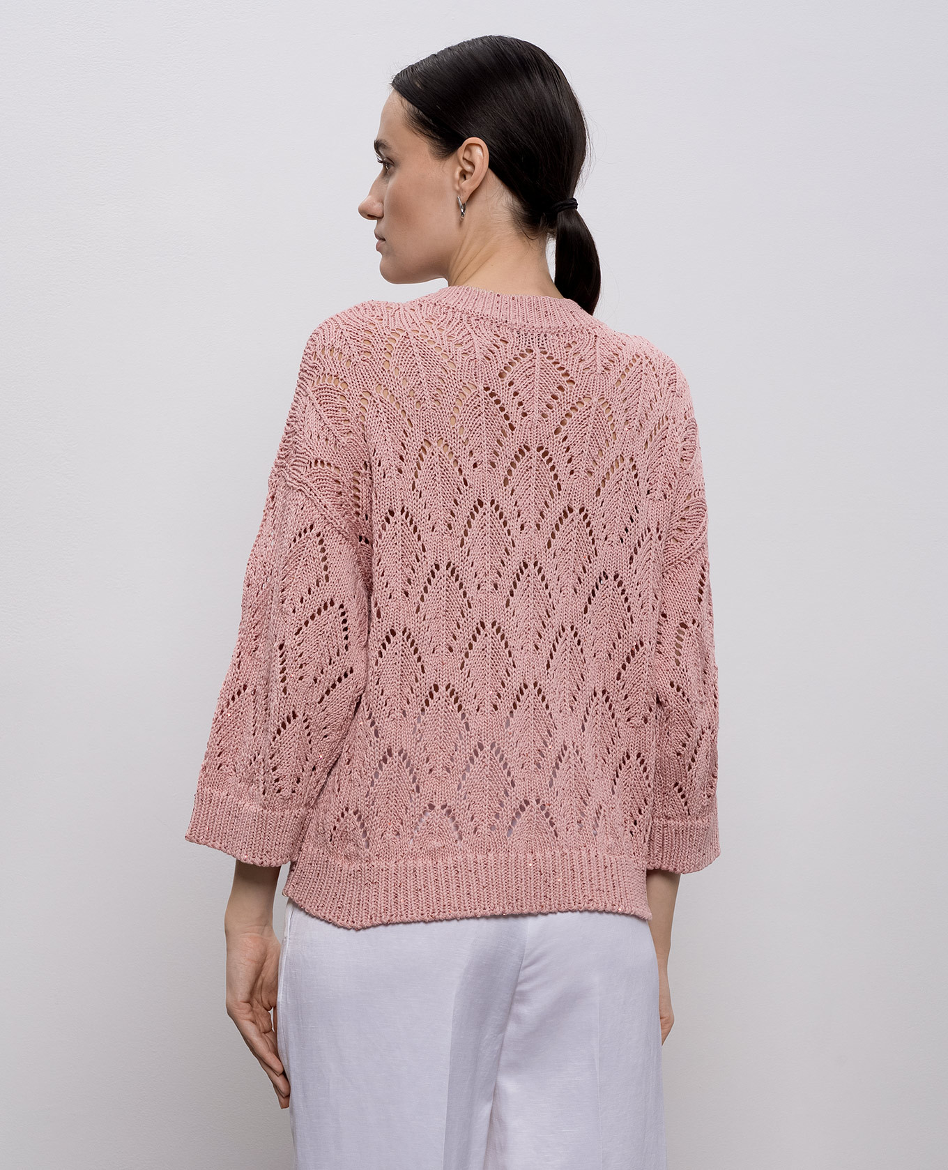 Pink openwork jumper with sequins Peserico 4