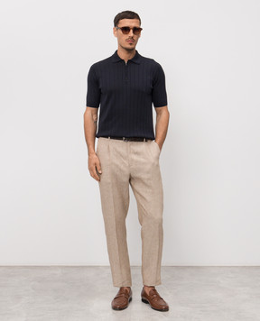 Peserico Blue polo with silk R59464F1809317