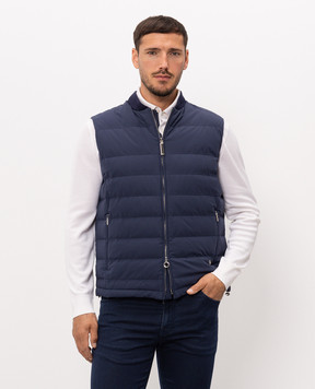 Stefano Ricci Blue down vest with emblem MDJ5100290PAEA2R