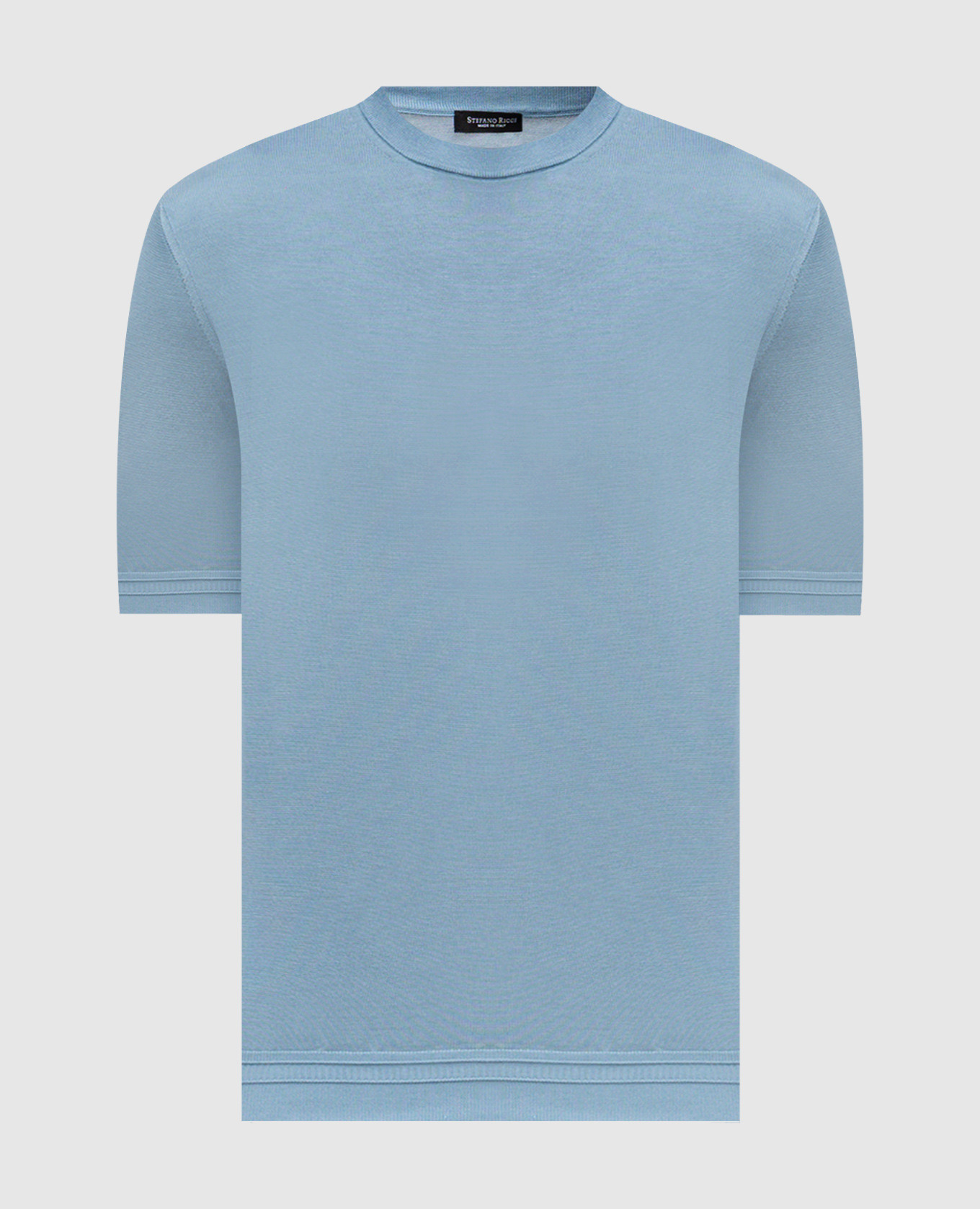 

Blue silk T-shirt with logo embroidery Stefano Ricci, Light blue
