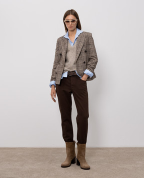 Brunello Cucinelli Brown jeans with logo patch MPH81P5847