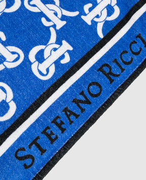 Stefano Ricci Blue terry towel with monogram logo print YTELM03SPSR04