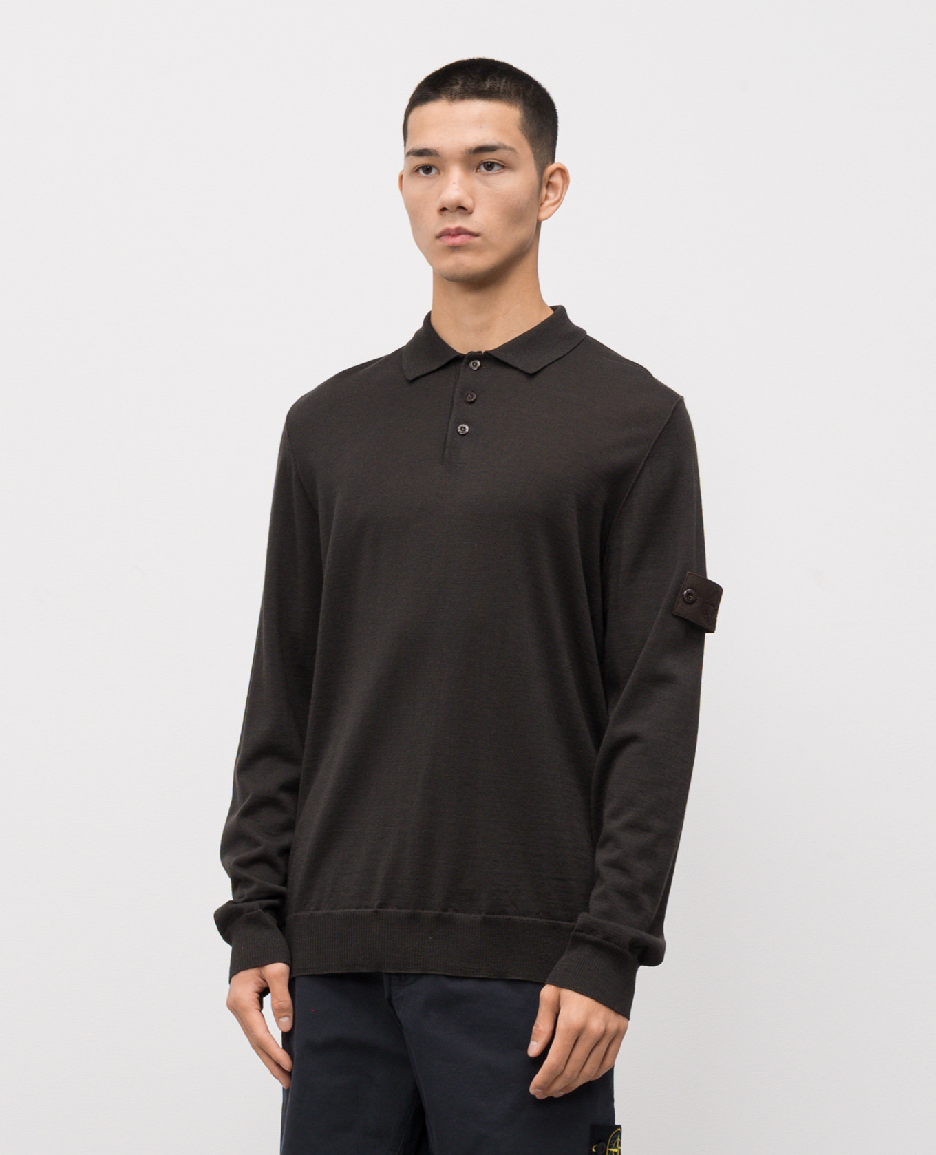 

Brown polo with logo patch Stone Island