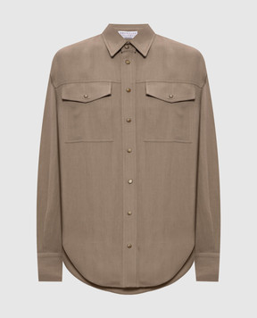 Brunello Cucinelli Brown linen shirt MH126NE406