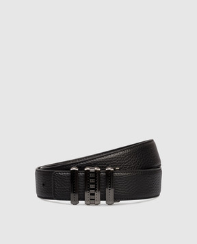 Stefano Ricci Black leather belt with branded buckle N382VDC584U