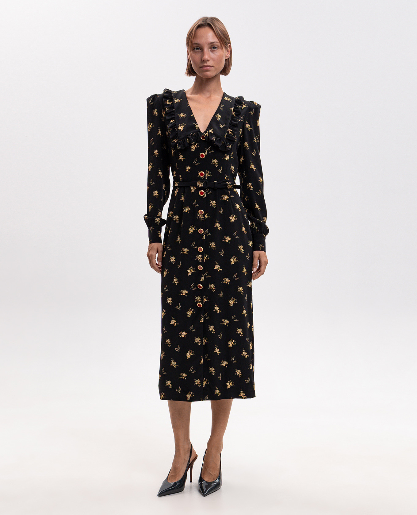 Black silk dress with floral print Alessandra Rich 3