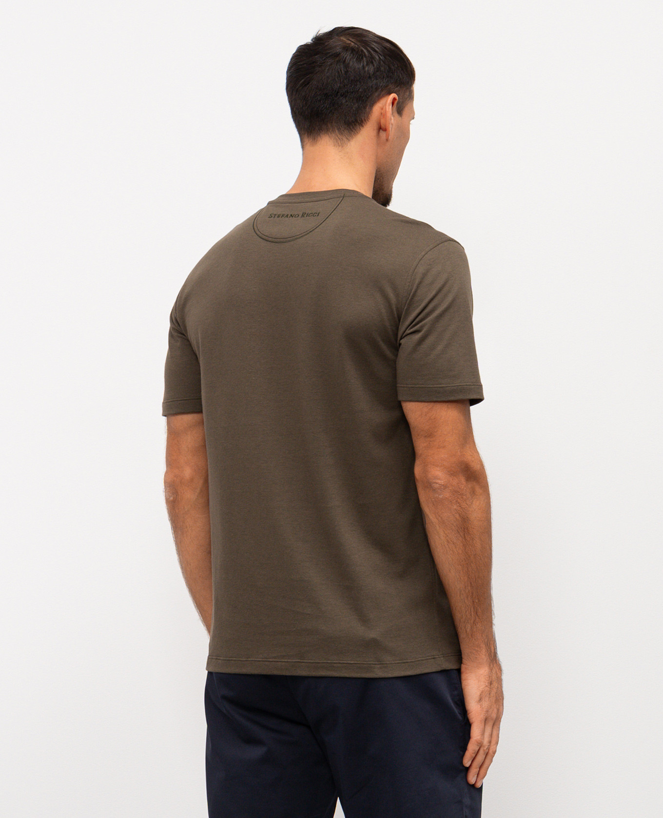 

Khaki T-shirt with embroidered monogram logo Stefano Ricci