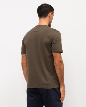 Stefano Ricci Khaki T-shirt with embroidered monogram logo MNH6104990803