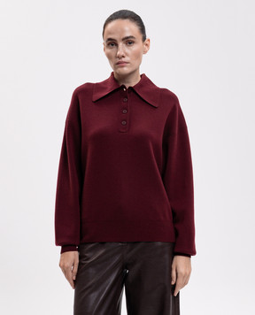 Alemais Claudia burgundy wool sweater with polo collar 7550K